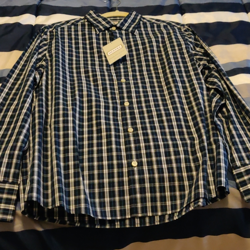 Merona casual blue plaid long sleeves